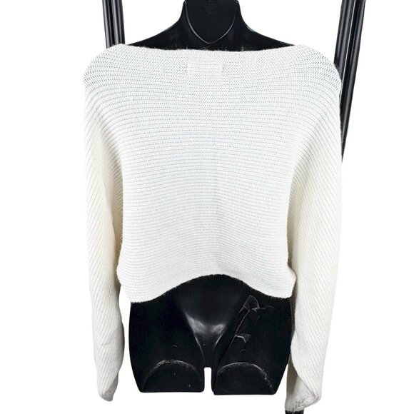 House of Harlow 1960 Cross Front Wrap Shrug Cable Knit Sweater Women’s OS Ivory - Picture 8 of 12